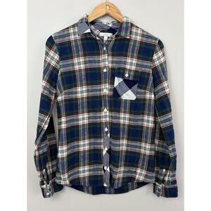 J Crew Women’s Plaid Flannel Sz 4 Button-Up Shirt Blue Green Red 100% Cotton